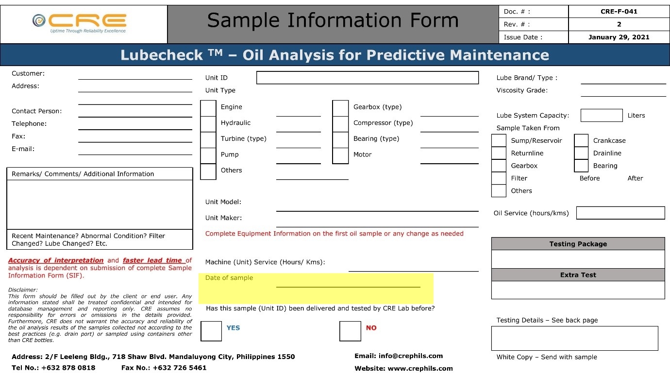 cre sample information form 3